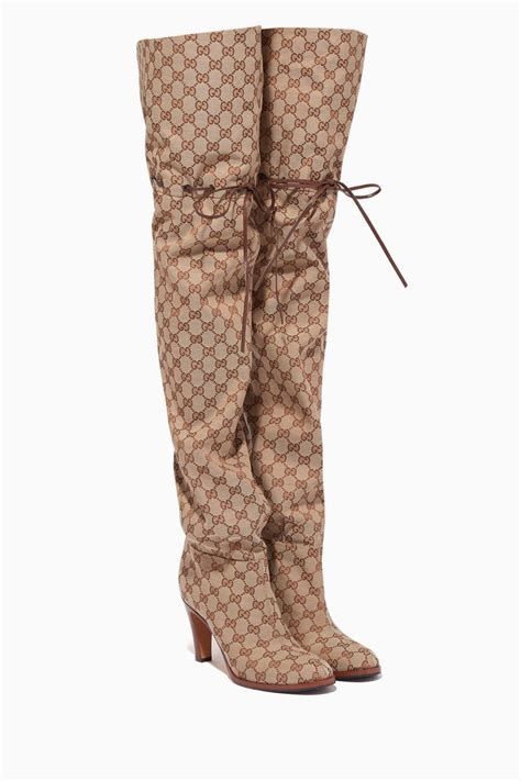 gucci boots buy online|gucci print thigh high boots.